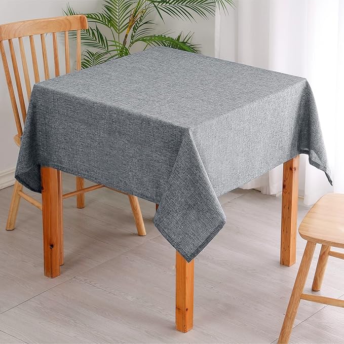 Hiasan Faux Linen Rectangle Tablecloth - Wrinkle and Stain Resistant Washable Table Cloth for Kitchen Dining Room Holiday Table Cover for Party Dinner, Grey, 60 x 120 Inch