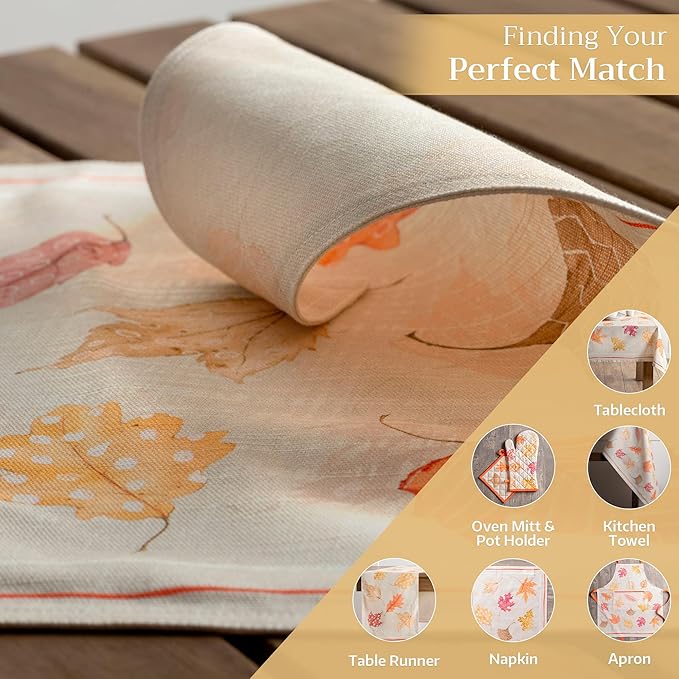 Maison d' Hermine Placemats Set of 4 100% Cotton Washable Cloth Place Mats, Reusable Table Mats for Thanksgiving Christmas Decorations Kitchen Dining Party Wedding (Colours of Autumn, 13" x 19")