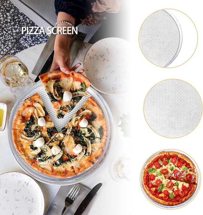 4 Pack 12 Inch Pizza Screen, Nonstick Round Pizza Screen Aluminum Seamless Pizza Baking Tray for Oven
