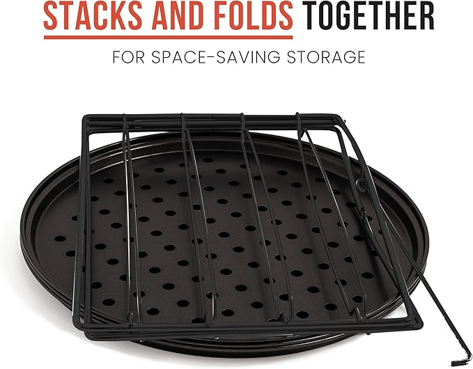 Chef Pomodoro Pizza Baking Set with 3 Pizza Pans & Pizza Rack, 13-Inch, Non-stick Pizza Stand & Pizza Tray for Oven, Grill, Pizza Pan with Holes, Perforated Pizza Pan for Oven, Barbeque