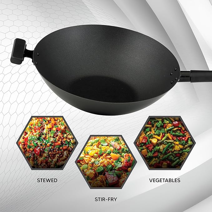 Helen's Asian Kitchen Wok, Premium Excalibur Non-Stick with Stay-Cool Handles, 14-Inches