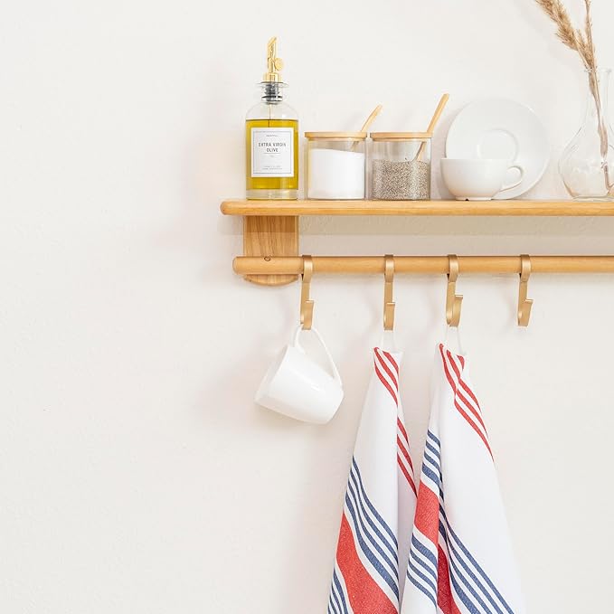 Red White and Blue Kitchen Towels - 6 Pack, 100% Cotton, 30"x20", Striped Patriotic Kitchen Tea Towels with Hanging Loop - Reusable, Absorbent and Washable 4th July Decor (6 Pack)