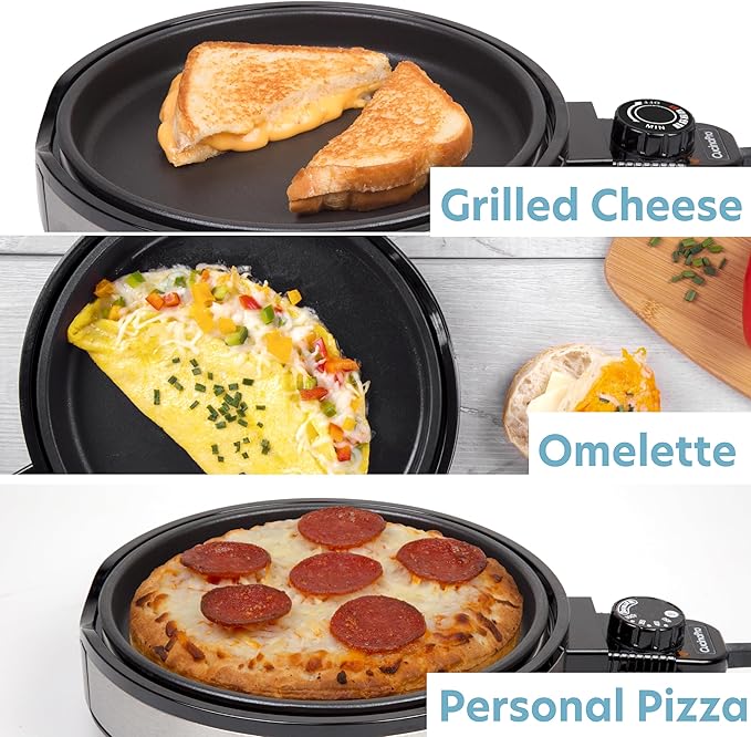 Multi Baker Deluxe- Baking Made Easy- Electric Appliance w Temp Control 3 Interchangeable Skillets for Grilling, Baking, Dessert Making- Grilled Cheese Omelets Pizza Sandwiches Cake Pops, Gift for Mom