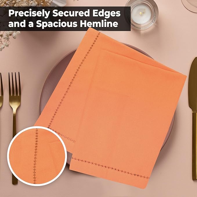 Urban Villa Halloween Cloth Napkins Orange Black Dinner Napkins Set of 12 100% Cotton Hemstitch Washable Absorbent Napkins Soft Durable Reusable-Ideal for Everyday Use Parties Wedding Thanks Giving