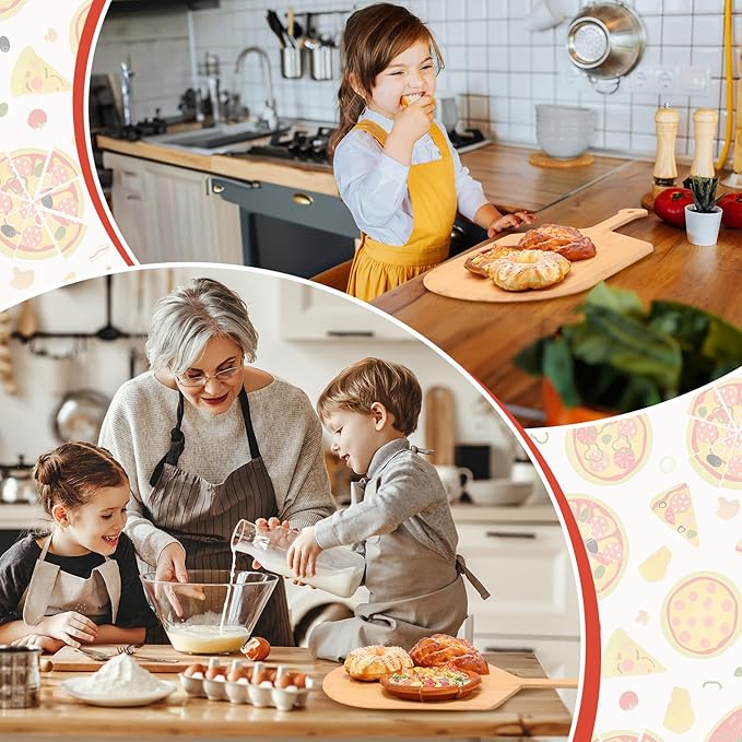 Norme 6 Pcs Bamboo Pizza Peel Set, Wooden Pizza Paddle with Handle, Wood Cutting Board, Oven Accessory for Breads, Cheese, Fruit, Vegetables, Kitchen Accessories(21.9 x 14 Inch)