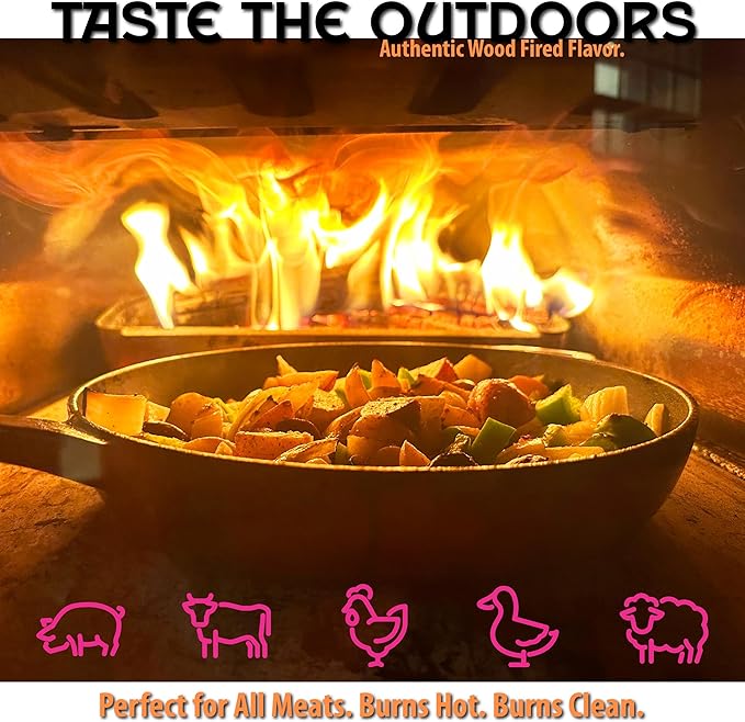 Pizza Oven Wood Kiln Dried Mini Split Cherry 8" inch Long Pizza Wood for Cooking, Grilling or Smoking 1,248 cu. in. of Cherry Wood for Mini Wood Stove Cooking Wood, Smoking Wood