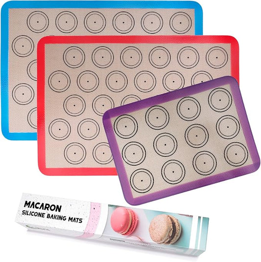 STATINT Silicone baking Mat, Non-Stick Food Safe Set of 2 Half Sheet Reusable Heat Resistant Liner +1 Quarter Reusable Baking Mat for Macarons, Cookies, Pastries, Bread, Meat