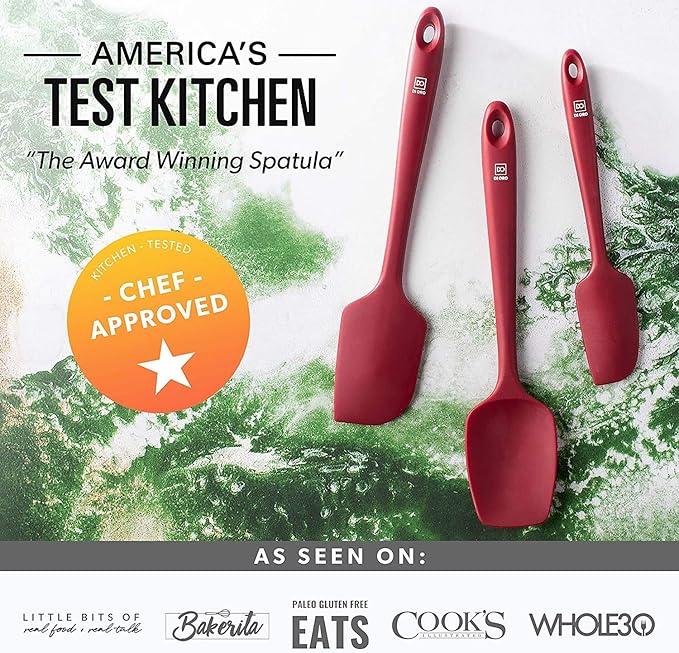 DI ORO® 3-Piece Silicone Spatula Set - 315°C Heat Resistant Non Stick Rubber Kitchen Spatulas for Cooking and Baking - Award-Winning Professional Grade Spatula Set - Best Silicone Utensil Set