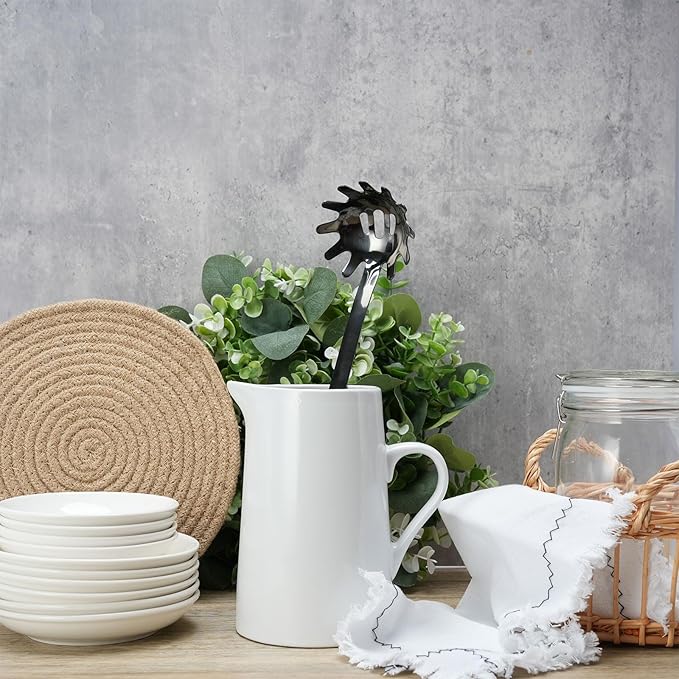 Stainless Steel Spaghetti Spoon - 12.6 Inch Pasta Spoon with Comfortable Grip Design -Metal Pasta Fork Pasta Server - Kitchen Gadgets Pasta Ladle Kitchen Tools