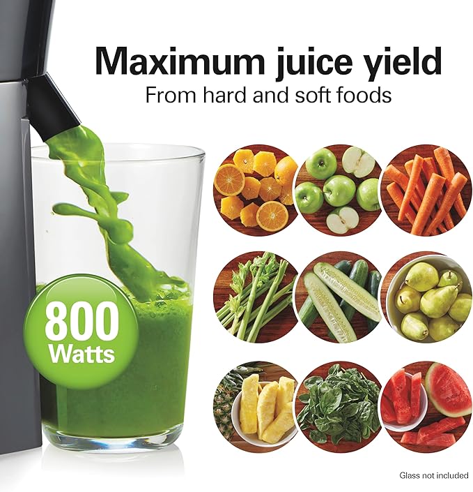 Hamilton Beach Juicer Machine, Big Mouth 3” Feed Chute for Whole Fruits and Vegetables, Easy to Clean, Centrifugal Extractor, Vegetable & Fruit Juicer, BPA Free, 800W Motor, Black