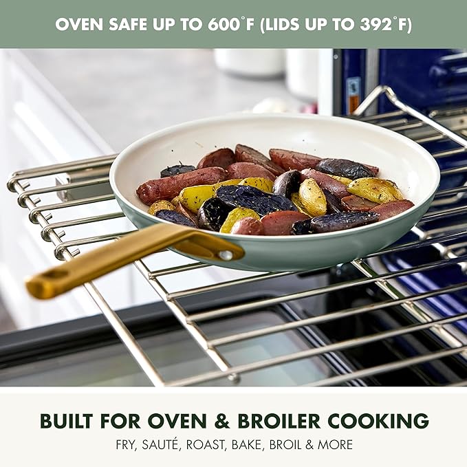 GreenPan Nonstick Reserve Pro 10 Piece Cookware Set, NSF Certified Ceramic, Hard Anodized PFAS-Free Pots & Pans Set with Lids, Stainless Steel Handles, Oven & Dishwasher Safe, Moss Green