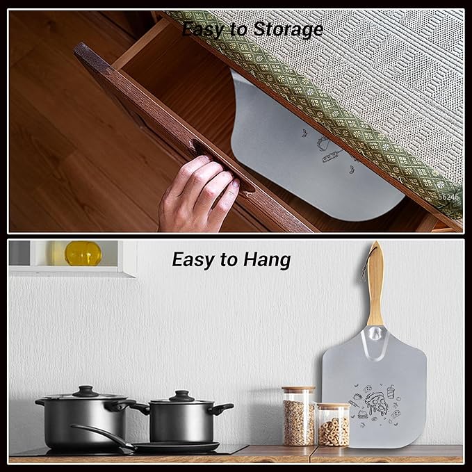 12 inch Metal Pizza Peel, HIA Aluminum Pizza Spatula Paddle Shovel with Foldable Wooden Handle, Great for Oven and Homemade Pizza