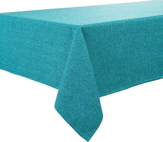 BALCONY & FALCON Small Square Tablecloth Washable Wrinkle Resistant and Water Proof Table Cloth Linen Fabric Tablecloths for Bedside End Table Bedroom Nightstand (Lake Blue, 23.6x23.6)