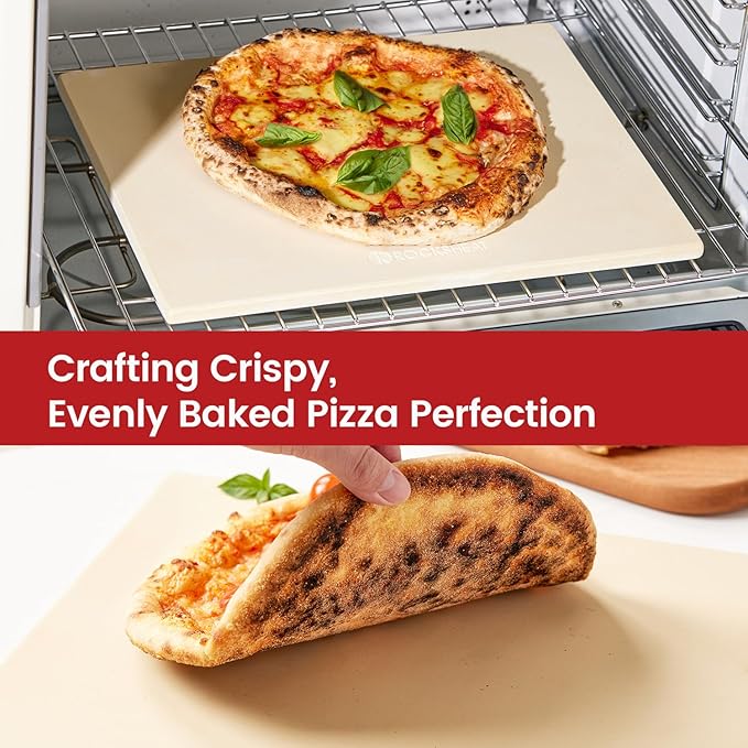 Pizza Stones for Oven and Grill, Rectangula 15" × 12" × 0.5" Pizza Stone, Cordierite Bread Baking Pan, Food-Grade Cooking Oven Stone for Making Crisp Crust Pizza, Bread, Pie and Cookies