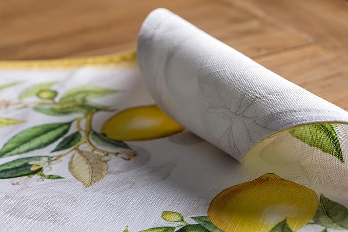 Maison d' Hermine Placemats Set of 4 100% Cotton Washable Cloth Place Mats, Reusable Table Mats for Kitchen Dining Decoration, Party, Wedding, Restaurant Spring/Summer (Limoncello, 13" x 19")