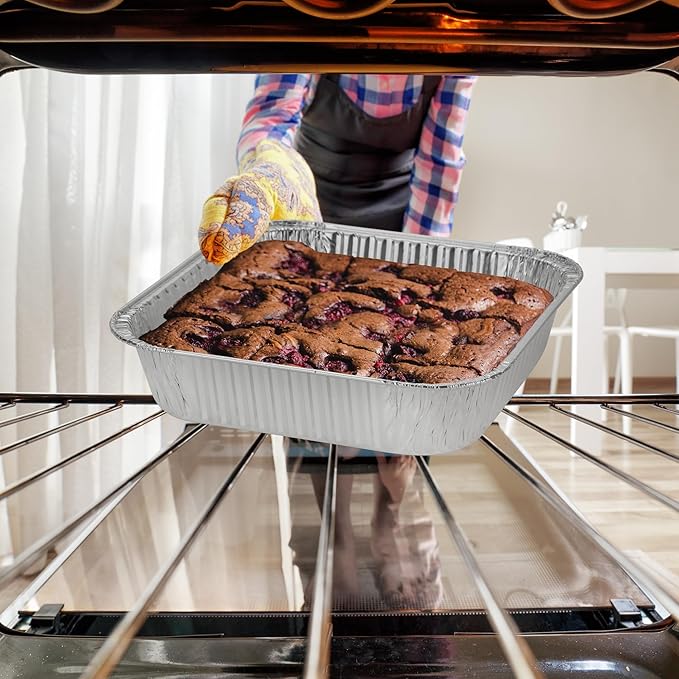 8x8 Aluminum Pans With Lids (10 Pack) 8 Inch Foil Pans With Covers - Cake Pans - Aluminum Square Pans With Lids - Disposable Food container - great For Cake Baking, Cooking, Freezing, Prepping Food