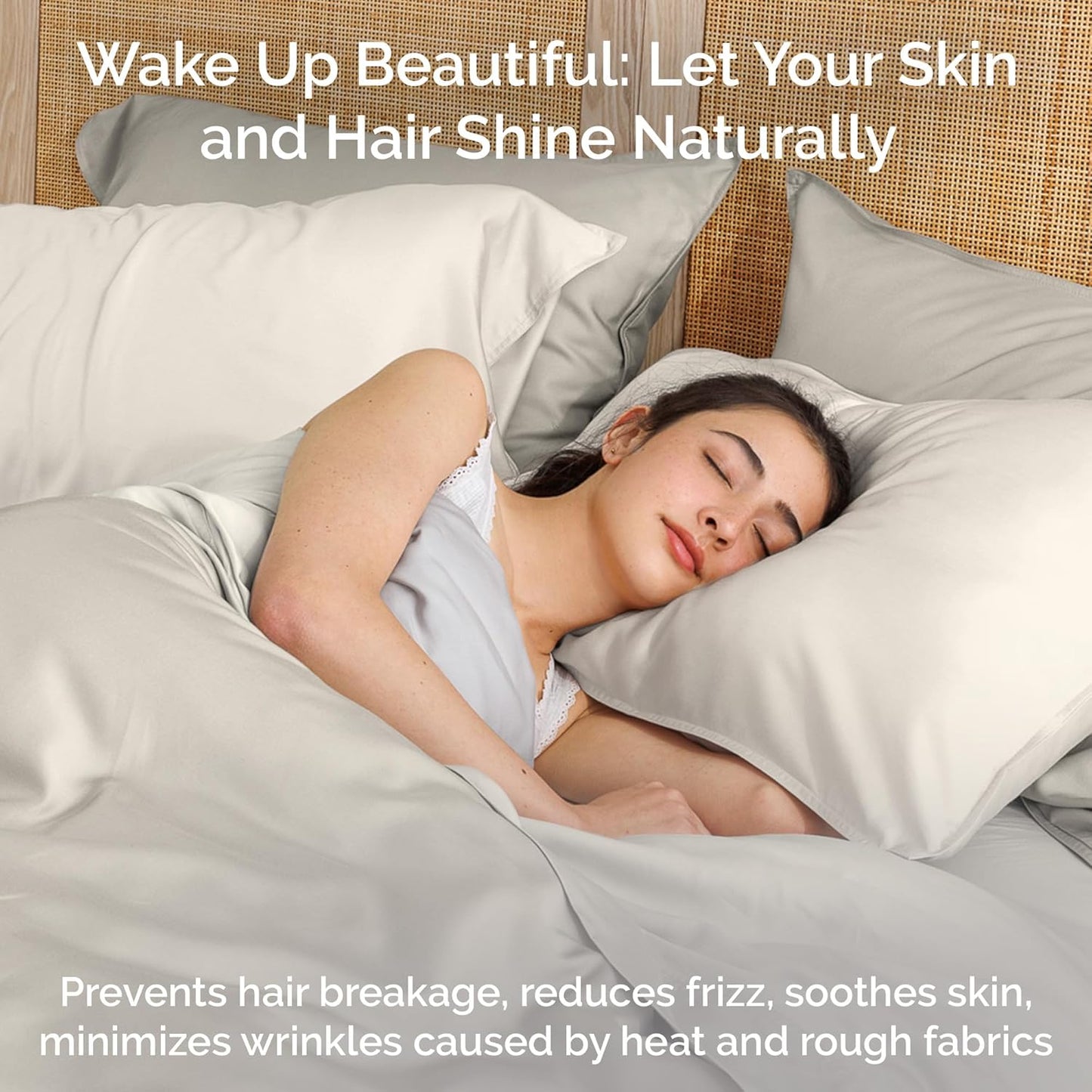 100% Viscose from Bamboo Sheets Queen Size, Super Soft Bedding Set, 4PC Cooling Sheets for Hot Sleepers, Vegan Silk Moisture Wicking, Organically Grown Bedsheet - Ivory - 60" x 80"