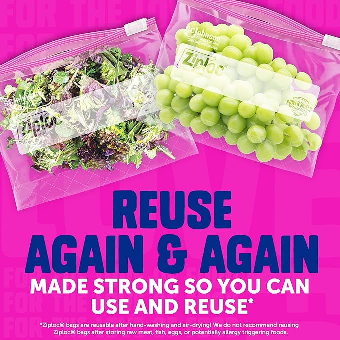 Ziploc Gallon Food Storage Slider Bags, Power Shield Technology for More Durability, 68 Count