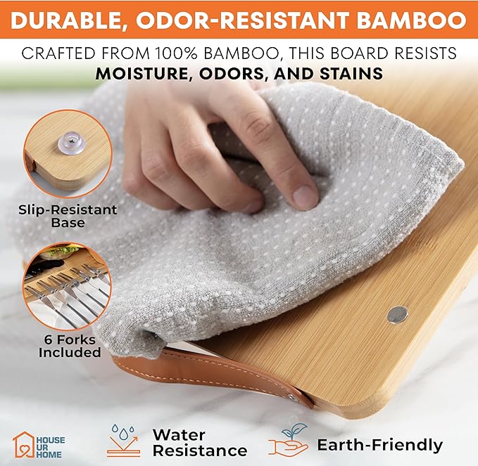 Bamboo Charcuterie Boards Gift Set with Magnetic Removable Side Trays, Fruit Tray, Handles, Cutlery-Ready Box & House Warming Gifts New Home