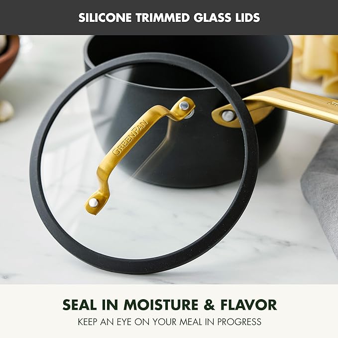 GreenPan Nonstick Reserve Pro 10 Piece Cookware Set, NSF Certified Ceramic, Hard Anodized PFAS-Free Pots & Pans Set with Lids, Stainless Steel Handles, Oven & Dishwasher Safe, Black