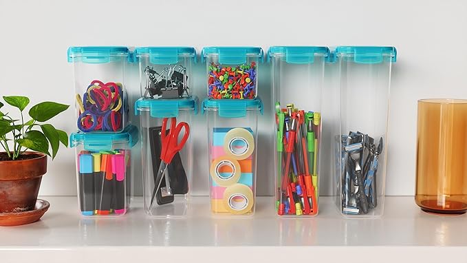 Chef's Path Airtight Food Storage Containers with Lids, 24 pcs (Teal Color) Plastic Kitchen and Pantry Organization for Dry Food, Flour and Sugar, BPA Free