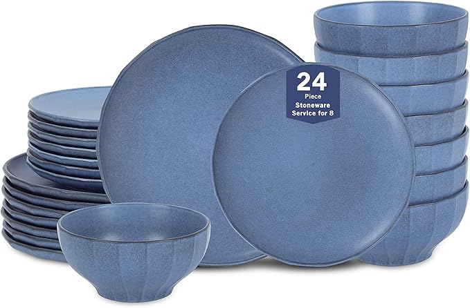 Stone Lain Rio 24-Piece Dinnerware Set Stoneware, Blue
