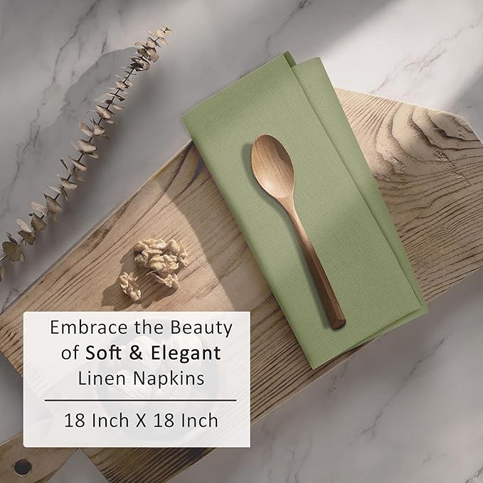Ruvanti Linen Napkins Set of 6, 18x18 Cloth Napkins, Cotton Linen Blend Napkins Cloth Washable, Soft, Reusable Dinner Napkins for Wedding, Parties, Christmas, Thanksgiving, Everyday Use-MartiniOlive
