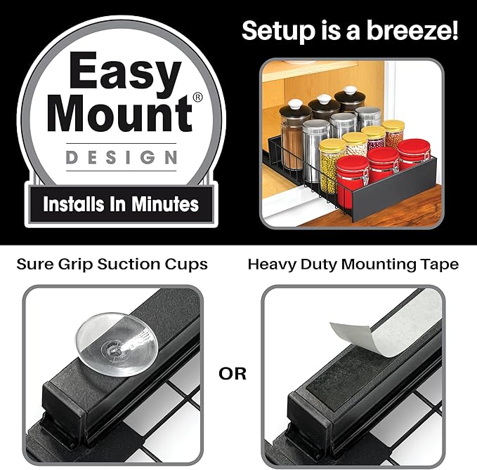 LYNK PROFESSIONAL® Pull Out Cabinet Organizer, 10" x 14" Single Tier Slide Out Drawers for Kitchen Cabinets - Sliding Pull-Out Pantry Shelves – Home Shelf Organizers - Lifetime Ltd. Warranty, Black