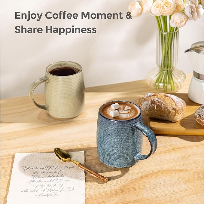 GBHOME Large Coffee Mugs Set of 4, 18oz Handmade Ceramic Coffee Mugs Set with Gradient color for Latte/Tea/Beer/Hot Cocoa, Dishwasher & Microwave Safe, Multi-Color