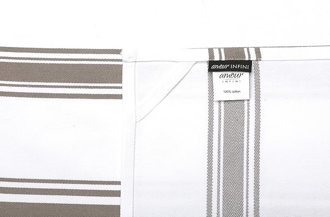 AMOUR INFINI Kitchen Towels 100% Cotton Pack of 6, Highly Absorbent Quick Drying Super Soft Premium Dish Towel for Kitchen with Hanging Loop Hand & Tea Towels - 20x28 Inch (Beige)
