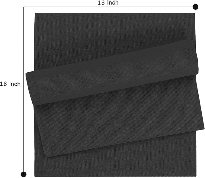 Ruvanti Linen Napkins Set of 6, 18x18 Cloth Napkins, Cotton Linen Blend Napkins Cloth Washable, Soft, Reusable Dinner Napkins for Wedding, Parties, Christmas, Thanksgiving, Everyday Use - Black