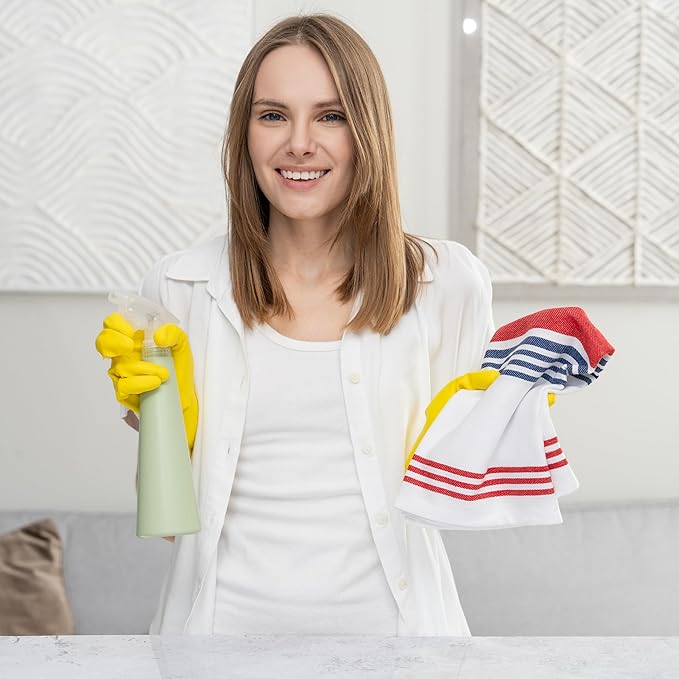 Red White and Blue Kitchen Towels - 6 Pack, 100% Cotton, 30"x20", Striped Patriotic Kitchen Tea Towels with Hanging Loop - Reusable, Absorbent and Washable 4th July Decor (6 Pack)