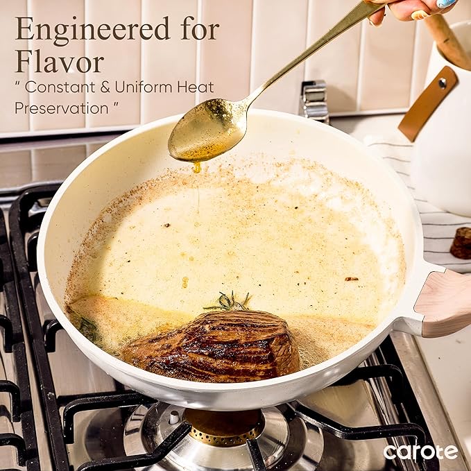 CAROTE 14 Pcs Pots and Pans Set Nonstick,Cookware Set Kitchen Cooking Set with Utensil and Pan Protectors