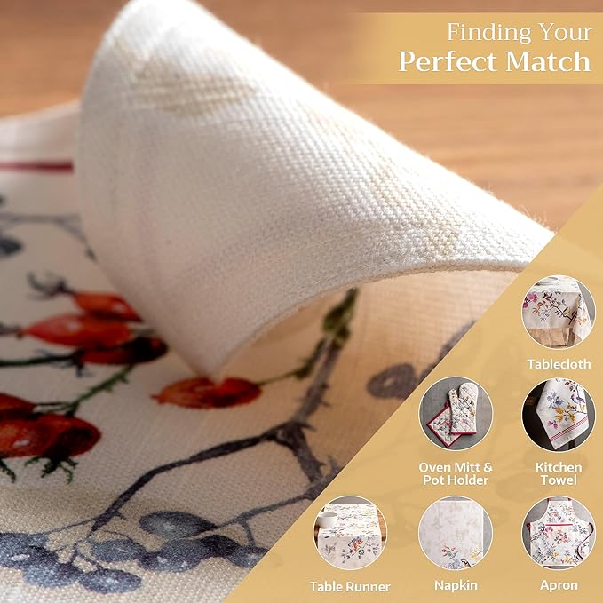 Maison d' Hermine Placemats Set of 4 100% Cotton Washable Cloth Place Mats, Reusable Table Mats for Thanksgiving Christmas Decorations Kitchen Dining Party Wedding (Equinoxe - Beige, 13" x 19")