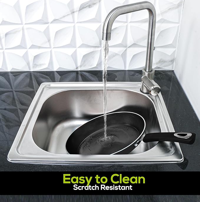 Utopia Kitchen Nonstick Cookware 3 Piece Set, Nonstick Frying Pans with Induction Bottom, 8, 9.5 & 11 Inches Frying Pans with Bakelite Handles, PFOA Free, Black