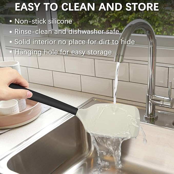 Coukre 2 Pack Silicone Spatula Set, High Heat Resistant, BPA Free Kitchen Spatula, Solid & Slotted Turner for Non-Stick Pans, Sautéing, and Flipping (2, Beige)