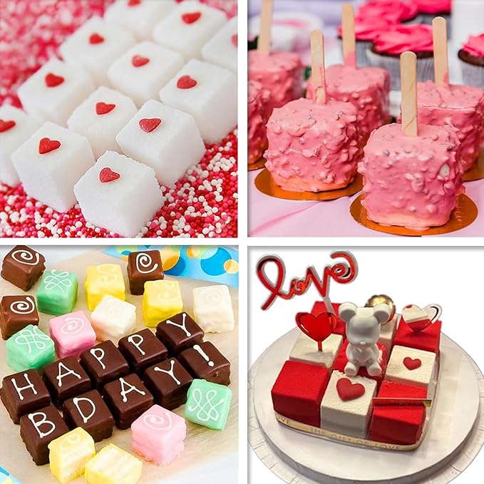 OCPO Kitchen 3D Cube Silicone Mold for Baking Mousse Cake, Square Baking Molds for Chocolate Candy Pastry Truffle Cupcake Jelly Cookie Pudding, Square Shape (15-Cavity)