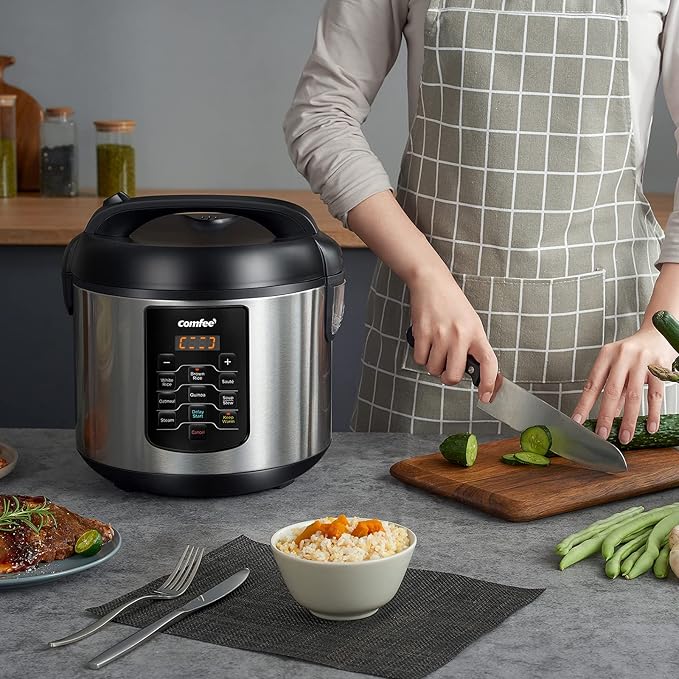 COMFEE' Rice Cooker 10 cup Uncooked/20 cup Cooked , Rice Maker, Steamer, Saute, Steamer and Warmer, 5.2 QT Large Capacity, Brown Rice, Quinoa and Oatmeal, 8 One-Touch Programs