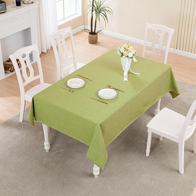 BALCONY & FALCON Rectangle Tablecloth Washable Wrinkle Resistant and Water Proof Table Cloth Decorative Linen Fabric Tablecloths for Dining Parties Kitchen Wedding and Outdoor(Avocado Green, 55x70)