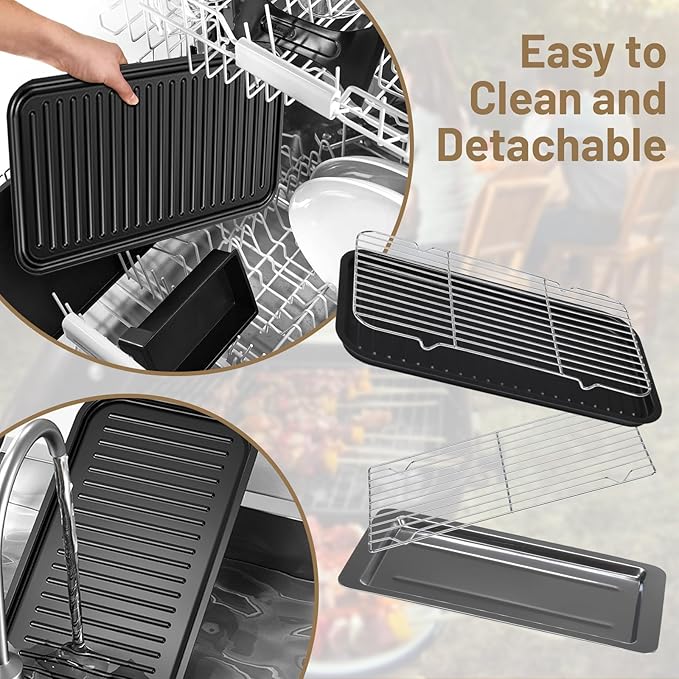 3-in-1 Indoor Smokeless Grill,Removable 18’’x 9’’Electric Griddle Nonstick with Temperature Control for Indoor Outdoor Family Party Kitchen Picnic Table