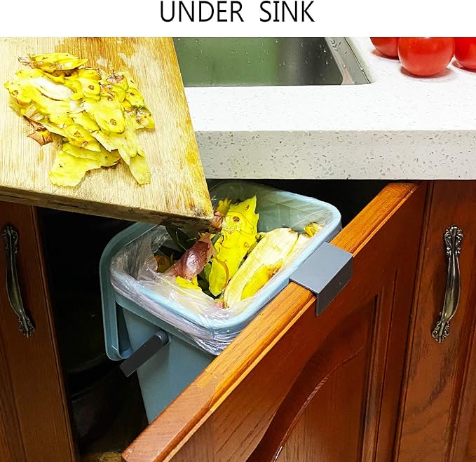 stonespace Compost Bin Indoor Kitchen Sealed, Mountable Compost Bucket, Hanging Food Waste Bin for Kitchen,1.3 Gallon/ 5L Blue