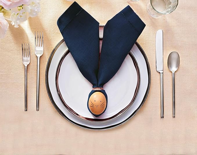 Ruvanti Premium Linen Napkins Set of 4-20x20 Inch, Classic Hemstitch, Mitered Corner Cloth Napkins ‎‎- Soft, Elegant Dinner Napkins Cloth Washable for Weddings, Parties, Everyday Use - Navy