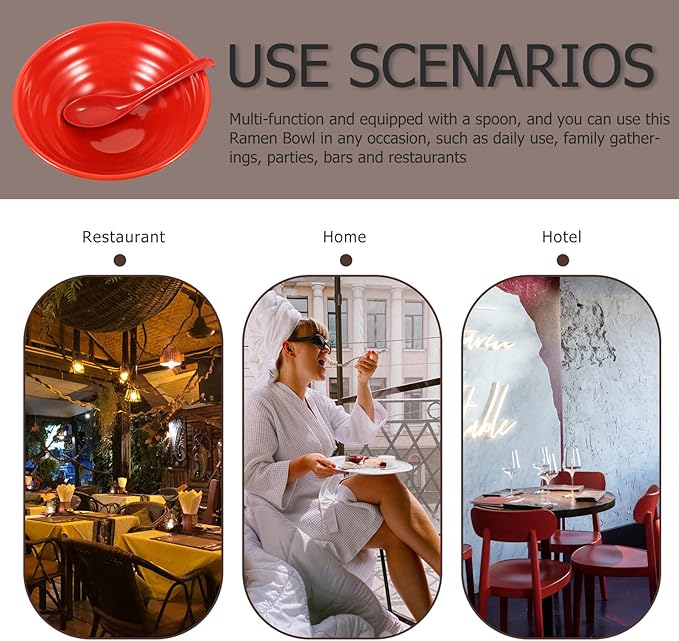 Vintage Ramen Bowl Set Multi-use Noodle and Rice Bowls with Premium Sturdy Material for Instant Noodles Desserts and Asian Dishes Kitchen Tableware with Fine Craftsmanship