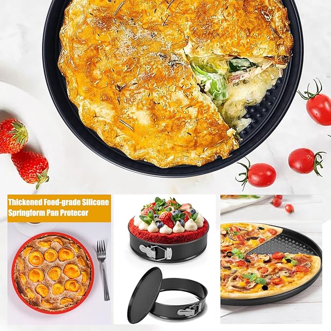 9 Inch Springform Pan Round Cake Baking Pans with Removable Bottom Leakproof Cheesecake Springform Pan Protector 10 Inch Bakeware for Cake, Cheesecakes, Pizza, and Quiches