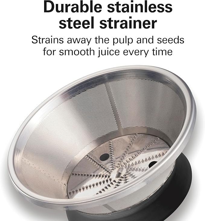 Hamilton Beach HealthSmart Juicer Machine, Compact Centrifugal Extractor, 2.4” Feed Chute for Fruits and Vegetables, Easy to Clean, BPA Free, 400W, White (67501)
