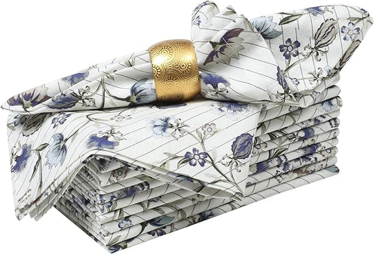 Bedding Craft Cotton Cloth Dinner Napkins Set of 12 – 18x18 Multicolor Lace Print with 1" Fold – Machine Washable Fabric Napkins for Table Décor, Weddings & Special Events