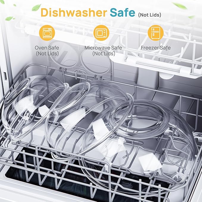 Vtopmart 5 Pack Glass Mixing Bowls with Bamboo Lids Set (3.75/2.1/1.1/0.5/0.2 QT), Salad Bowl Set, Nesting Kitchen Bowls for Serving, Prepping, Cooking and Baking, Dishwasher & Microwavable Safe