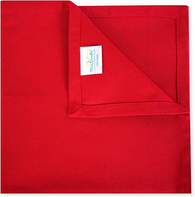Blue Needles Solid Cloth Napkins Set of 6 Red 100% Cotton Dinner Napkins 18x18 inches - Soft, Reusable, Absorbent & Washable Fall Thanksgiving Linen, Ideal for Events, Parties & Everyday Use