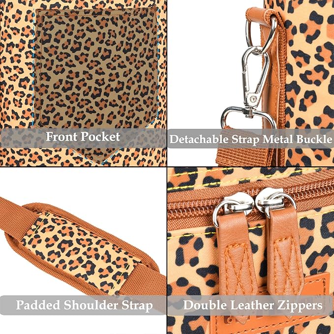 Tirrinia 2 Bottle Wine Gift Tote Carrier - Leakproof & Insulated Padded Versatile Wine Cooler Bag for Travel, BYOB Restaurant, Wine Tasting, Party, Dinner,Gift for Wine Lovers, Cheetah