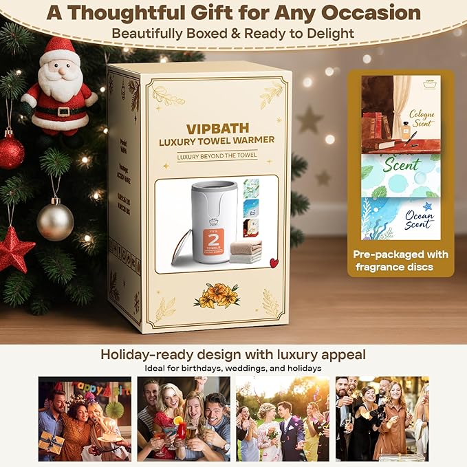 20L Luxury Towel Warmer Gift-Ready Box, Dual Heat, 30/60/90 Min Presets, Stainless Steel Interior, Tip-Over Auto Shut-Off, Includes 12 Fragrance Discs, Perfect Spa Gift for Home & Bathroom